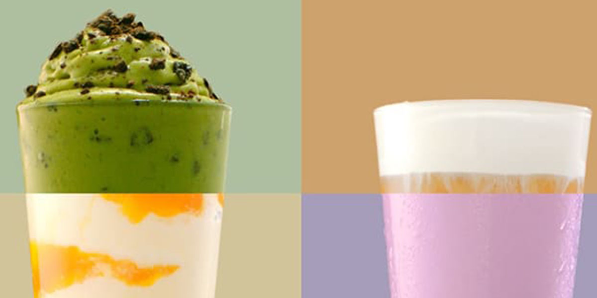 Image of four different bubble tea beverages